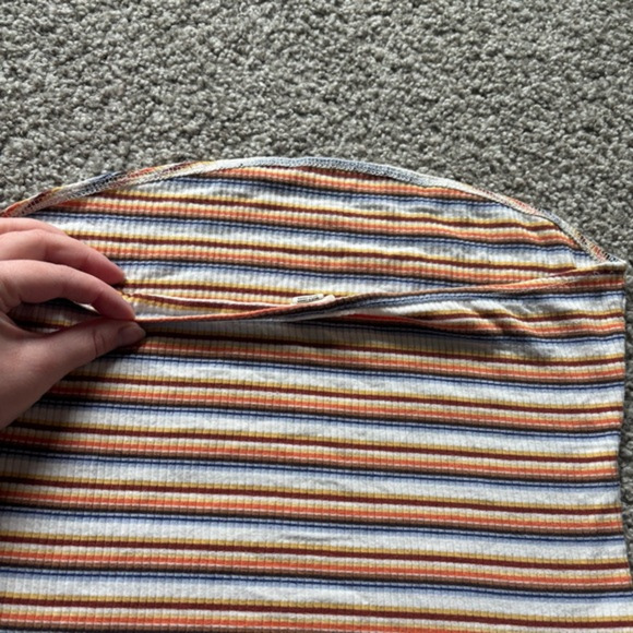 Garage Striped Tube Top Sz L Cropped Stripes Retro Strapless Y2K Minimalist Snug - Picture 6 of 7